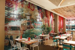 Interior of the new branch of Wahaca in Canary Wharf. 12/11/09©Alex Maguire.